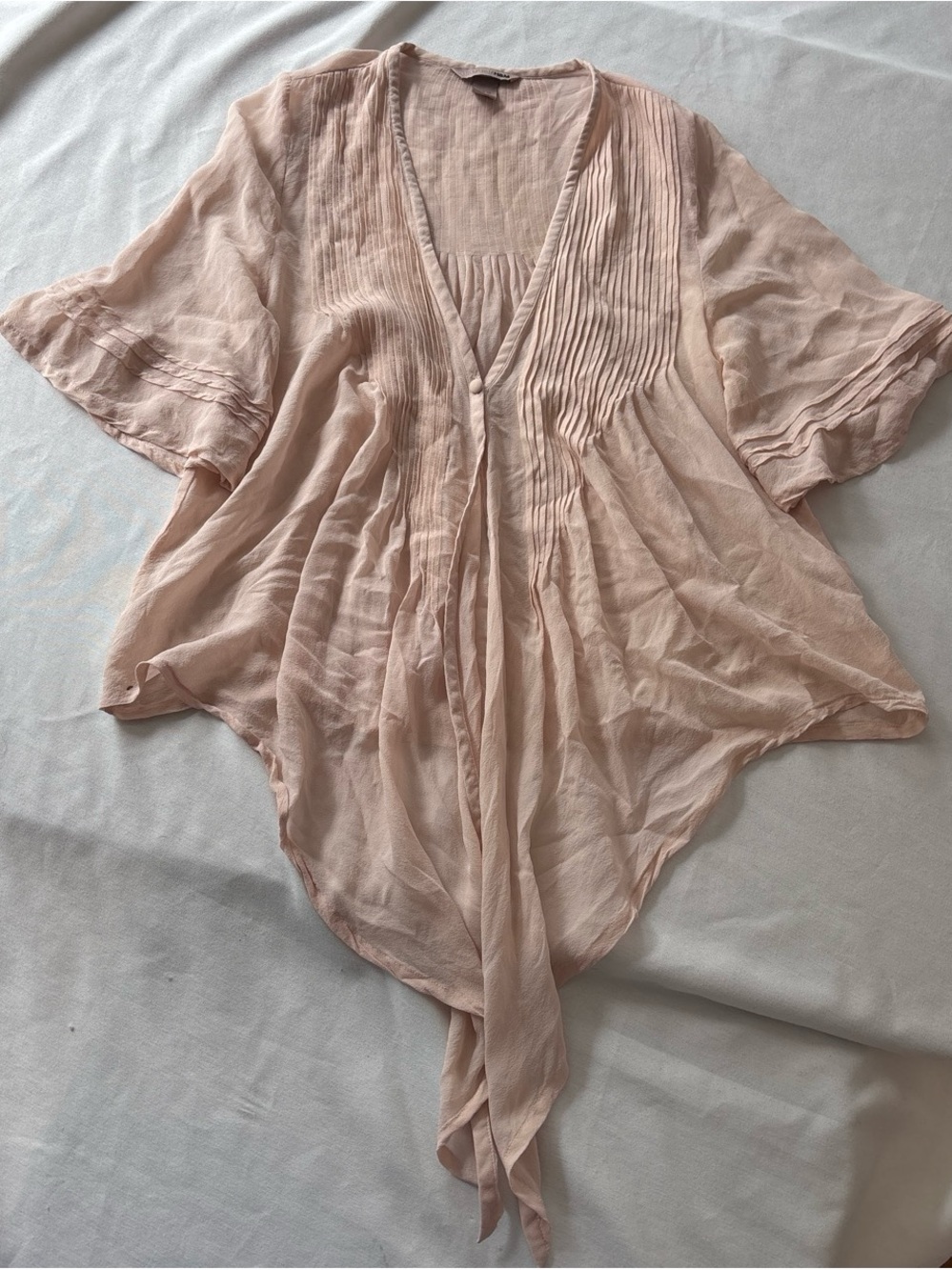 Vintage H&M 100% Silk Blush Pink Pintuck Blouse